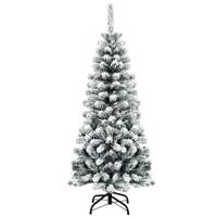 140cm Kunstmatige Kerstboom met Sneeuw Bedekte Opvouwbare Dennenboom met Premium PVC-Naalden