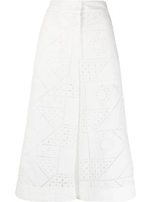 MSGM jupe-culotte en coton mélangé à broderies - Blanc