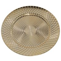 Ronde diner onderborden/kaarsenbord/plateau glimmend goud van 33 cm   -