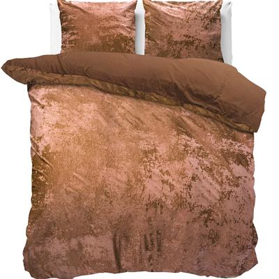 Froissé Velvet Dekbedovertrek Notenbruin-2-persoons (200 x 200/220 cm)