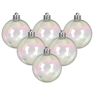 Decoris kerstballen - 12x stuks - 8 cm - transparant parelmoer - kunststof