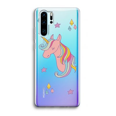 Roze eenhoorn: Huawei P30 Pro Transparant Hoesje