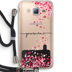 Hartjes en kusjes: Samsung Galaxy J3 (2016) Transparant Hoesje met koord
