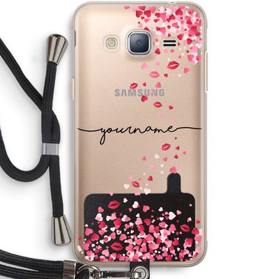 Hartjes en kusjes: Samsung Galaxy J3 (2016) Transparant Hoesje met koord
