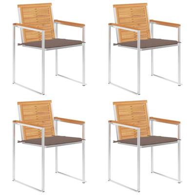 Tuinstoelen 4 st met kussens massief teakhout
