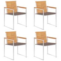 Tuinstoelen 4 st met kussens massief teakhout