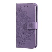 OPPO Reno 6 Pro hoesje - Bookcase - Pasjeshouder - Portemonnee - Bloemenprint - Kunstleer - Paars