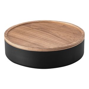 Yamazaki 5800 Opbergdoos Rond Staal, Hout Zwart, Hout