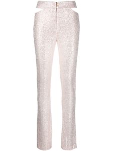 Genny pantalon orné de sequins à découpes - Rose