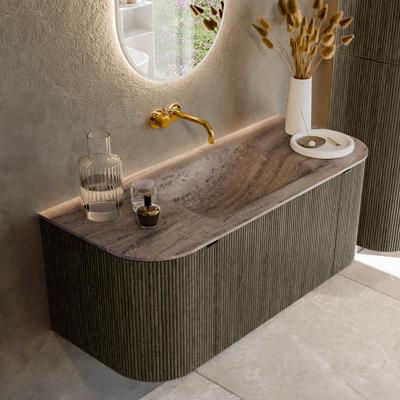 Badmeubel Mondiaz Kurve-Dlux | 110 cm | Meubelkleur Shadow | Wastafelkleur Oza | Solid surface | Wasbak midden spoelbak | Zonder kraangat(en)