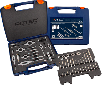 Rotec 900.2020K | Handtap- en snijplaatset | metrisch | in ABS-koffer | 45-dlg. - 900.2020K