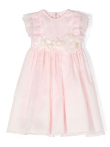 La Stupenderia robe en soie à fleurs appliquées - Rose