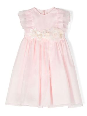 La Stupenderia robe en soie à fleurs appliquées - Rose