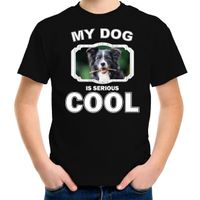 Border collie honden t-shirt my dog is serious cool zwart voor kinderen - thumbnail