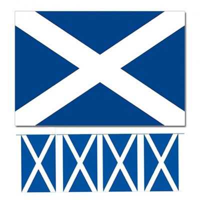 Bellatio Decorations - Vlaggen versiering set - Schotland - Vlag 90 x 150 cm en vlaggenlijn 4 meter