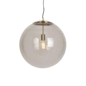 QAZQA +Moderne hanglamp messing met smoke glas 50 cm - Ball