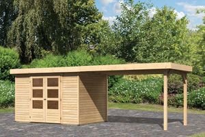 Woodfeeling | Tuinhuis Askola 4 met Overkapping 2,8 | Onbehandeld