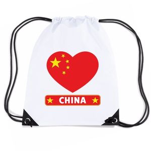 Nylon sporttas China hart vlag wit   -