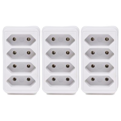 Stopcontact splitter - 3x - quattro - wit - voor 4 platte stekkers - verdeelstekkers