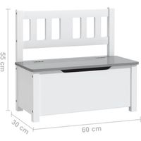 The Living Store Kindermeubelset Wit/Grijs - Tafel 60x50x48 cm - Stoel 25x25x55 cm - Bankje 60x30x55 cm - thumbnail