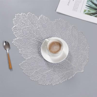2 stuks blad PVC hittebestendig placemat drankje glas Coaster grootte: 37x47cm (zilver)