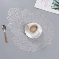 2 stuks blad PVC hittebestendig placemat drankje glas Coaster grootte: 37x47cm (zilver)