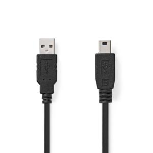 USB-Kabel | USB 2.0 | USB-A Male | USB Mini-B 5-Pins Male | 480 Mbps | Vernikkeld | 5.00 m | Rond |