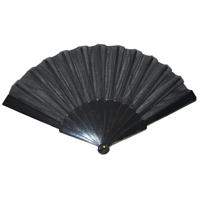 Handwaaier/spaanse waaier - zwart - polyester - Verkoeling in de zomer - 41 x 22 cm