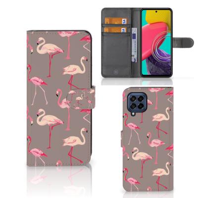 Samsung Galaxy M53 | Telefoonhoesje | Met pasjeshouder | Flamingo
