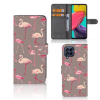 Samsung Galaxy M53 | Telefoonhoesje | Met pasjeshouder | Flamingo