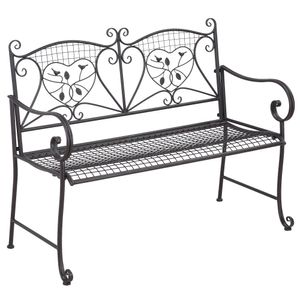 Outsunny tuinbank 2-zits parkbank met rugleuning tot 220 kg tuinmeubelen weerbestendig antiek metaal koffie 114 x 53,3 x 91 cm