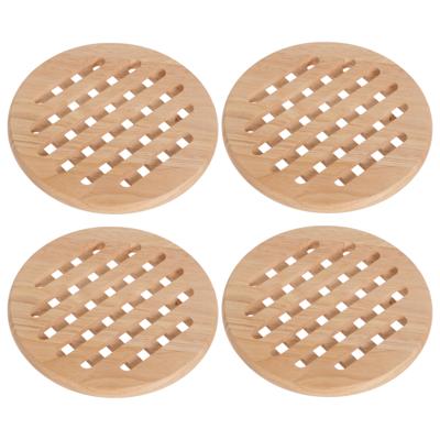 Cosy & Trendy ronde pannen onderzetters - Set van 4x stuks - hout - Dia 19 cm - 1 cm hoog