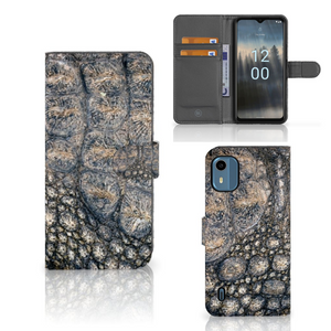 Nokia C12 Telefoonhoesje met Pasjes Krokodillenprint