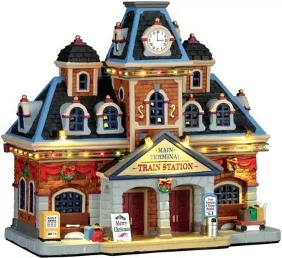 Lemax main terminal train station verlicht kersthuisje Caddington Village 2017