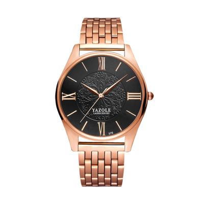 YAZOLE 376 mannen Fashion Business stalen band Band Quartz Wrist Watch (zwart)