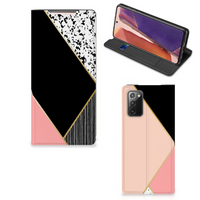 Samsung Galaxy Note20 Stand Case Zwart Roze Vormen