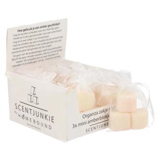 Amberblokje pure 4,5 cm organza zakje met 3 stuks