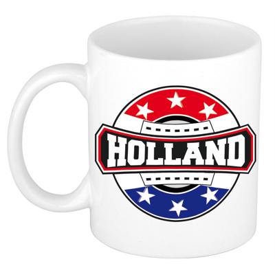Holland landen thema koffiemok - keramiek - 300 ml - supporters beker - Cadeau - wit