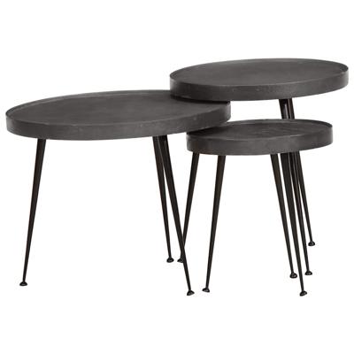 Salontafel 3 stuks Zwart bewerkt hout