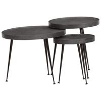 Salontafel 3 stuks Zwart bewerkt hout