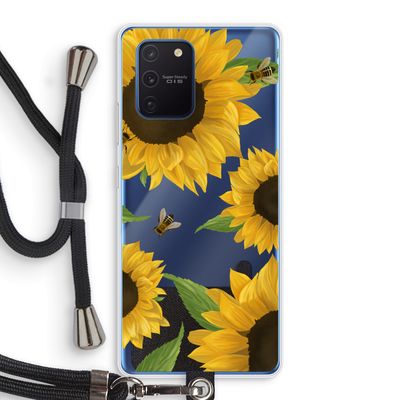 Sunflower and bees: Samsung Galaxy Note 10 Lite Transparant Hoesje met koord