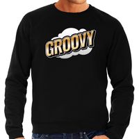 Groovy fun tekst sweater voor heren zwart in 3D effect