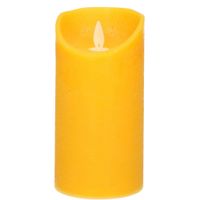 1x Oker gele LED kaarsen / stompkaarsen met bewegende vlam 15 cm - thumbnail