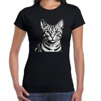 Cadeau/verkleed T-shirt dames - zwart - Bengaal kat/poes - kattenliefhebber Cadeau/verkleed T-shirt dames - zwart - Bengaal kat/poes - kattenliefhebber