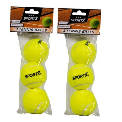 Sportx Tennisballen - 6x - geel - rubber/katoen - standaard formaat - buitenspeelgoed