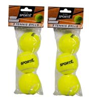 Sportx Tennisballen - 6x - geel - rubber/katoen - standaard formaat - buitenspeelgoed