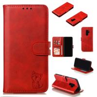 Lederen beschermhoes voor Galaxy S9 plus (rood)