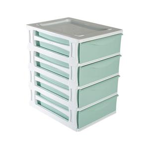 Ladeblokje/bureau organizer 4x grote lades - wit/mintgroen - L26 x B35 x H39 cm - kunststof