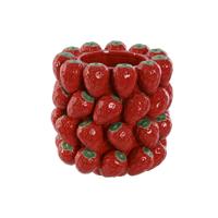 Vaas Home ESPRIT Rood Keramisch Keramiek Aardbeien Tropisch 23 x 23 x 34 cm