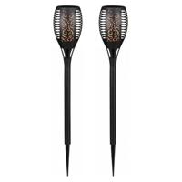 Pro Garden Solar tuinlamp / fakkel / prikspot - 2x - vlameffect - zonne-energie - 58 cm